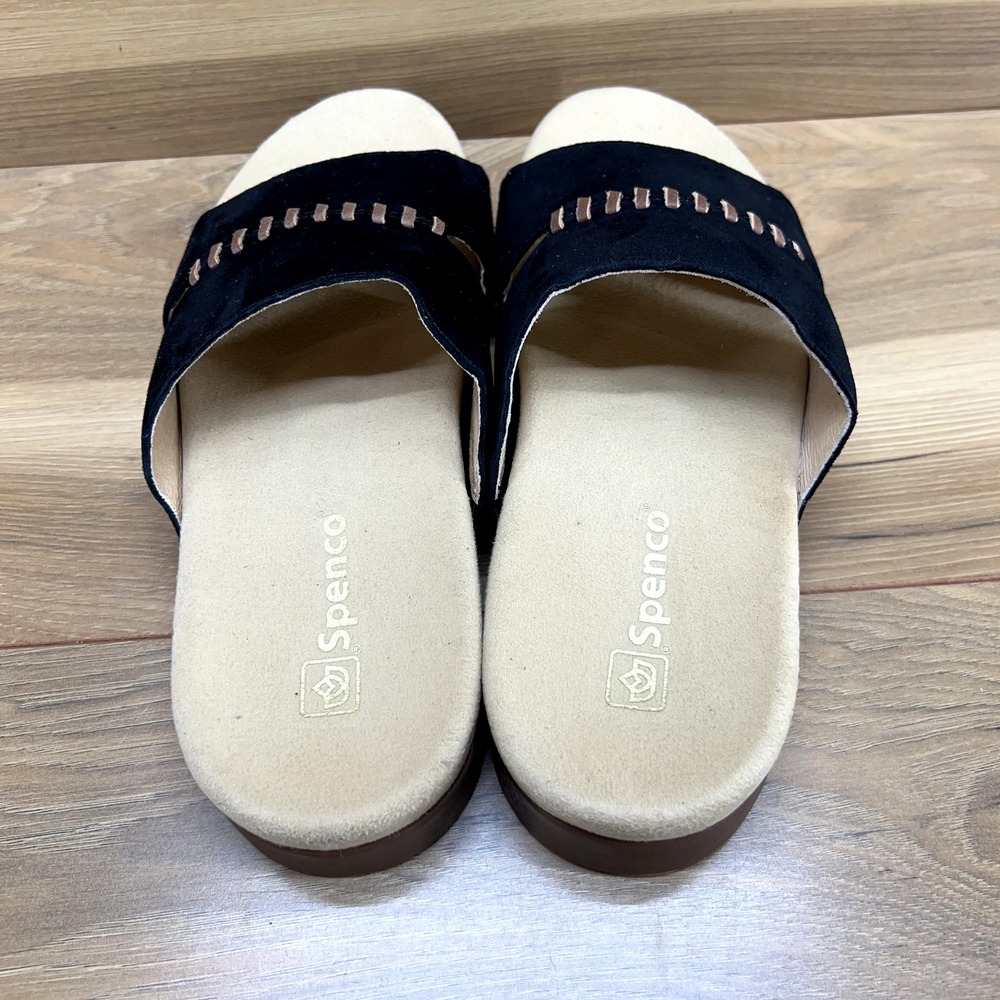 Spenco Womens Sandals 7.5 Twilight Woven Black Suede Slide Comfort - Picture 6 of 9